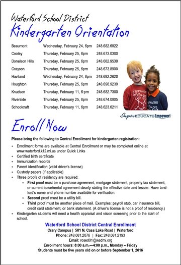 WSD Kindergarten Orientation