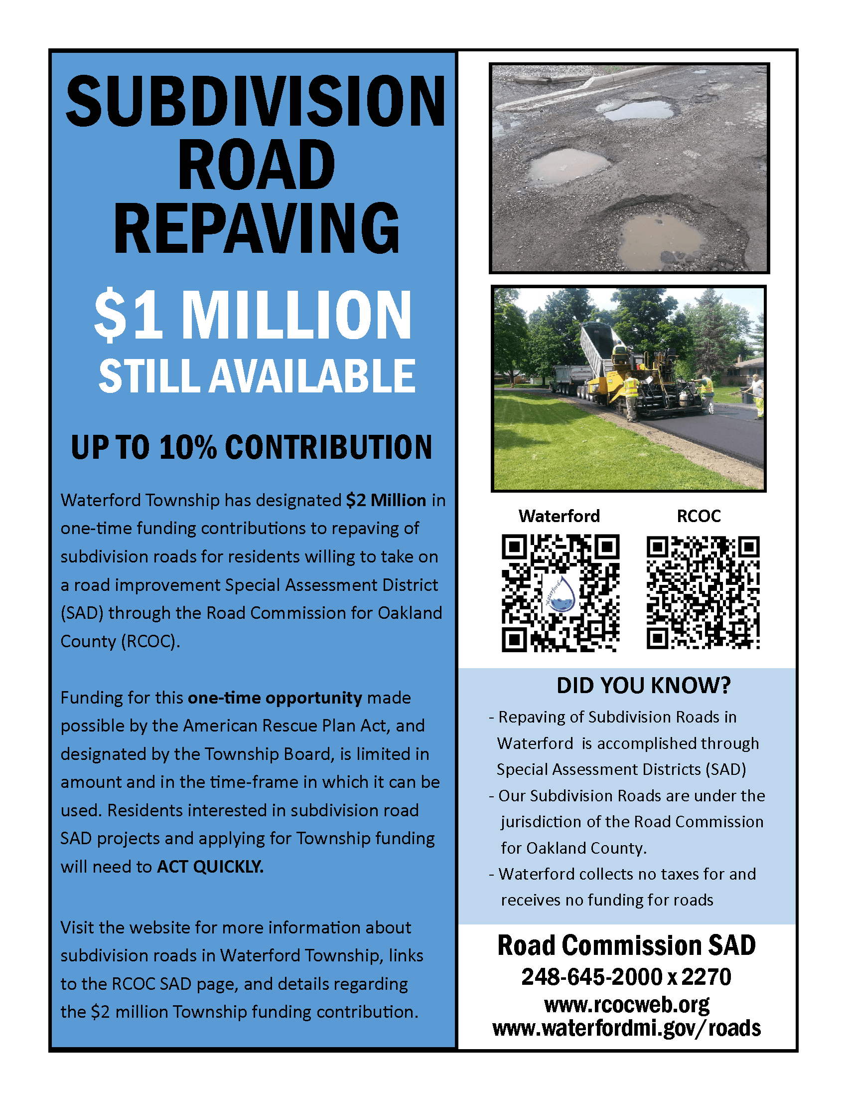 Flyer Subdivision Road Repaving ARPA Contribution