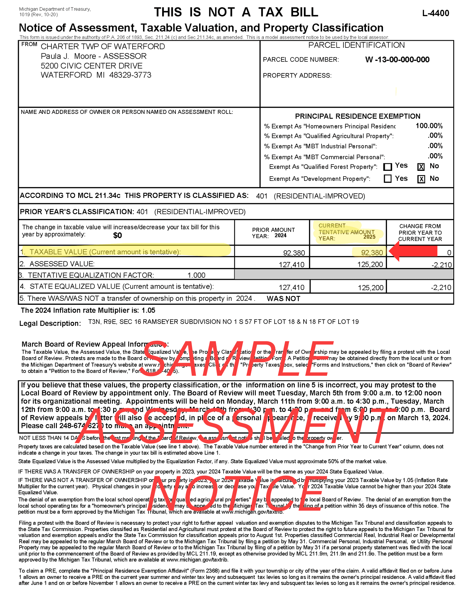 SAMPLE ASSESSMENT NOTICE for website